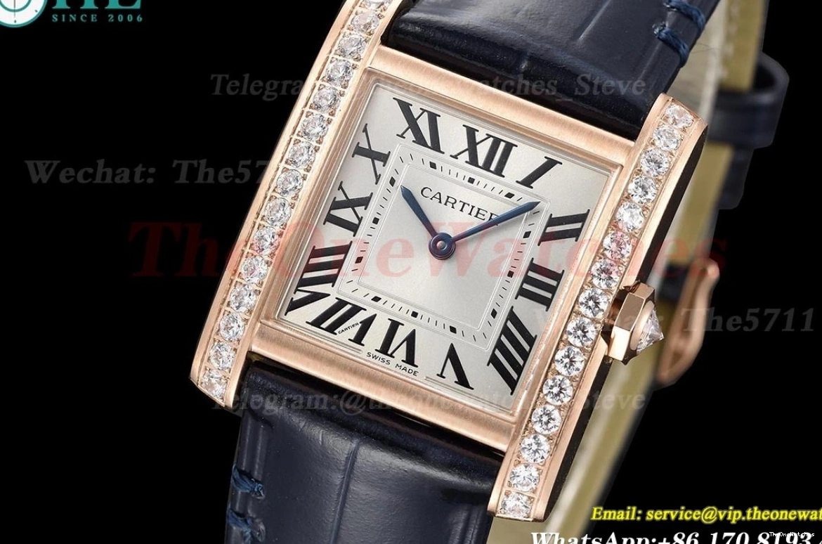 27mm Blue Française RG Dia Quartz Dial LE 8848F Tank Silver 0321